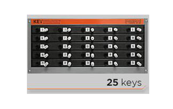 Nyckeltavla för mekanisk nyckelhantering gäller för 25 nycklar.